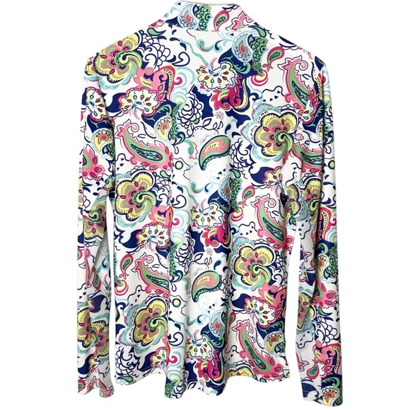 SanSoleil UPF 50+ Cooling Floral‎ Paisley Mesh Detail Long Sleeve Quarter Zip Lg - Picture 3 of 10